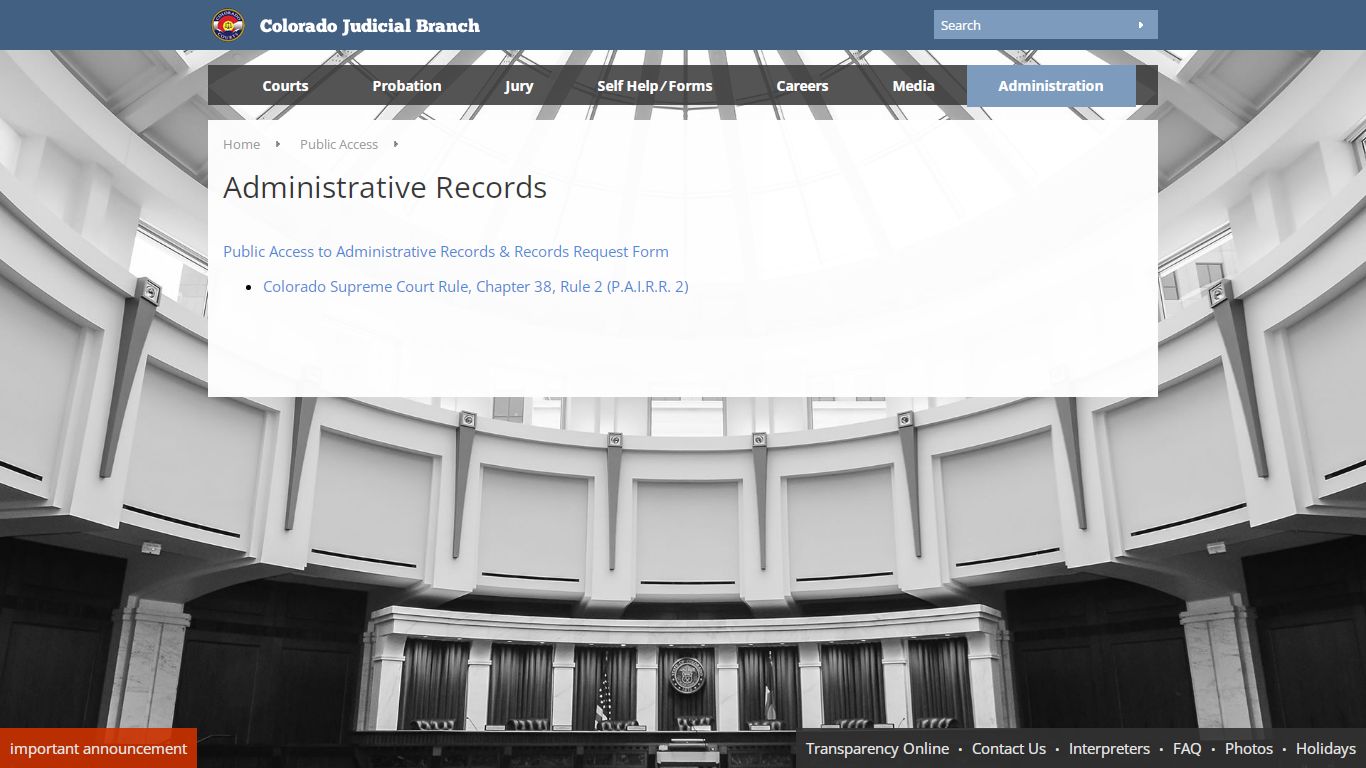 Colorado Judicial Branch - Administration - Public Access ...